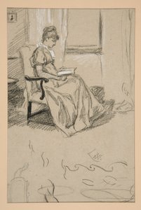 Porträtt av Mrs Abbey, läser av Edwin Austin Abbey