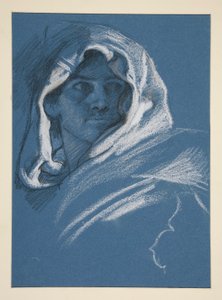 Porträtt av en ung man med huva av Edwin Austin Abbey