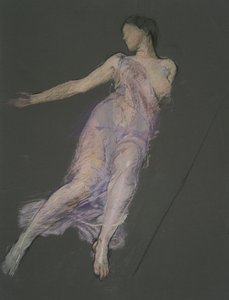 Möjligen en studie för figur av 17:00 för av Edwin Austin Abbey