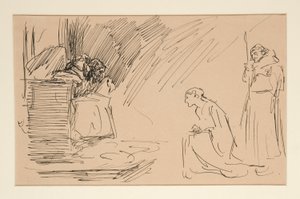 Preliminär skiss för akt II, scen I, alla av Edwin Austin Abbey