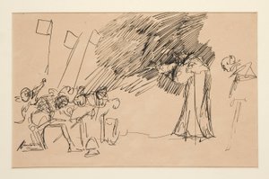 Preliminär skiss för akt II, scen I, alla av Edwin Austin Abbey