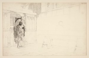 Preliminär skiss för Merry Wives of Windsor av Edwin Austin Abbey