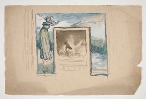 Preliminär skiss för en kakelkaklad kamin av Edwin Austin Abbey