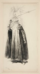 Prospero och Ariel, illustration till akt V, Scene i, Stormen av Edwin Austin Abbey