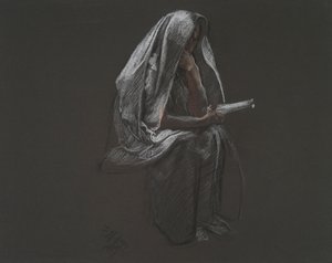 Sittande figur för av Edwin Austin Abbey