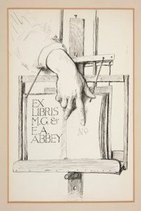 Skiss för Ex Libris: M.G. & E.A. Kloster av Edwin Austin Abbey
