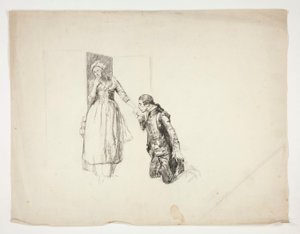 Skiss för Oliver Goldsmith av Edwin Austin Abbey