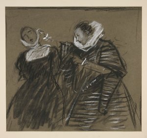 Skiss för Taming of the Shrew (?) av Edwin Austin Abbey