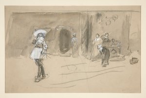 Skiss för en illustration för Selections from the Poetry of Robert Herrick (bok utgiven av Harper 1882, tidigare publicerad i Harper av Edwin Austin Abbey