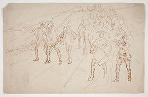 Skiss över revolutionära krigstrupper som marscherar av Edwin Austin Abbey