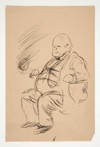 Skiss av en tjock man, sittande av Edwin Austin Abbey