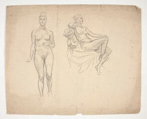 Skiss av en modell i två poser av Edwin Austin Abbey