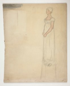 Skiss av en kvinna - kostymstudie för en pjäs? av Edwin Austin Abbey