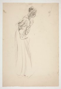 Skiss av en kvinna, böjd och ber av Edwin Austin Abbey
