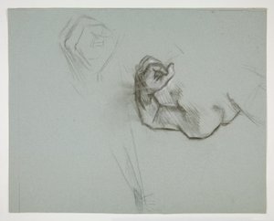 Skiss av en överkropp och knuten näve av Edwin Austin Abbey