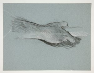 Skiss av en hand som greppar en stång av Edwin Austin Abbey