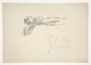 Skiss över två armar i strid av Edwin Austin Abbey