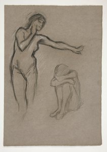 Skiss av två figurer av Edwin Austin Abbey