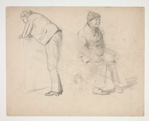 Skiss av två män - oidentifierad illustration av Edwin Austin Abbey