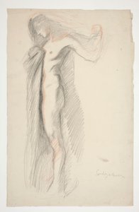 Studie av figuren 18.00, för The Hours väggmålning i State Capitol-byggnaden i Harrisburg, Pennsylvania av Edwin Austin Abbey