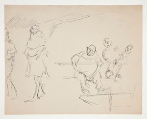 Studier för en oidentifierad Shakespeare-pjäs (Falstaff?) (recto and verso) av Edwin Austin Abbey