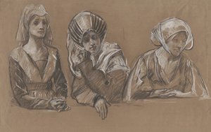 Studier av 3 kvinnor för Royal Exchange. av Edwin Austin Abbey