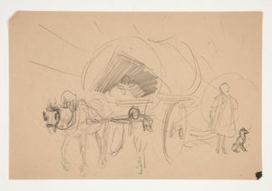 Studie för .1201 - illustration för Oliver Goldsmith av Edwin Austin Abbey