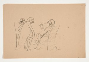 Studie för .1207 - illustration för Oliver Goldsmith av Edwin Austin Abbey