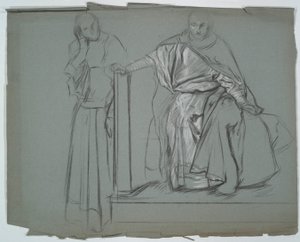 Studie för King och skötare i Hamlet av Edwin Austin Abbey