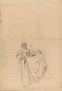 Studie för Mått för Mått: Kvinna i renässansdräkt. av Edwin Austin Abbey