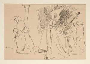 Studie för prästen och den stora damen (akvarell) av Edwin Austin Abbey