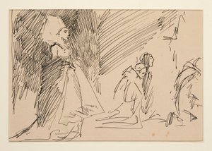 Studie för prästen och den stora damen (akvarell) av Edwin Austin Abbey