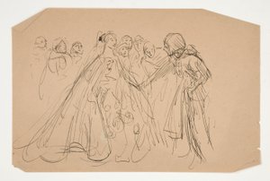 Studie för The Quest of the Holy Grail (serie med femton målningar för Boston Public Library, färdig 1901) av Edwin Austin Abbey