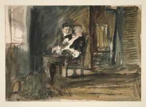 Studie för The Scarlet Letter (oljemålning) av Edwin Austin Abbey