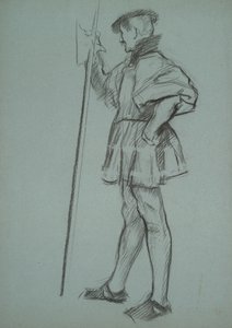 Studie för The Trial of Queen Catherine av Edwin Austin Abbey