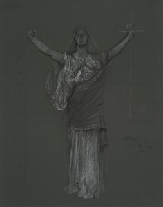 Studie för allegorisk lagfigur, rondel i rotundan i Pennsylvania State Capitol Building, Harrisburg, 1902-1911 av Edwin Austin Abbey