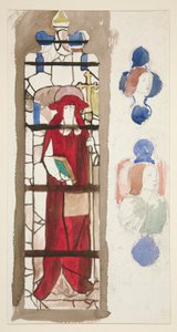 Studie för ett oidentifierat målat glasfönster som föreställer en kardinal(?) av Edwin Austin Abbey