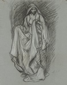 Studie för draperad kvinna, figurstudie för The Quest of the Holy Grail (serie med 15 målningar för Boston Public Library, färdig 1901) av Edwin Austin Abbey