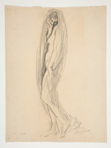 Studie för figur av 7 pm för av Edwin Austin Abbey