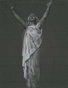 Studie för figuren av Religion rondel i rotundan av State Capitol Building i Harrisburg, Pennsylvania, 1902-1911 av Edwin Austin Abbey