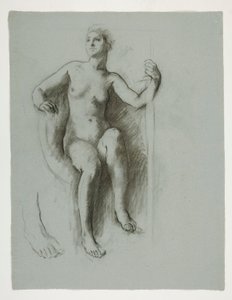 Studie för figur av statsgeniet, i av Edwin Austin Abbey