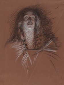 Studie för chef för en keltisk kvinna, från The Play Scene, Hamlet, akt 3, scen 2 av Edwin Austin Abbey