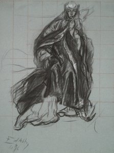 Studie för drottningen, från The Play Scene, Hamlet, akt 3, scen 2 av Edwin Austin Abbey