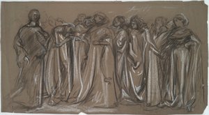 Studera för de fångna dygderna, figurstudie för av Edwin Austin Abbey