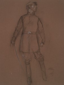 Studie för figuren av en inbördeskrigsgeneral, i av Edwin Austin Abbey