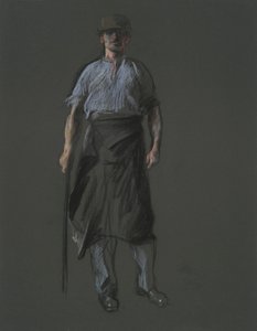 Studera för figuren av en arbetare, in av Edwin Austin Abbey