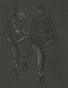 Studie för figurerna av två trummisar från inbördeskriget, i av Edwin Austin Abbey