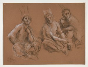 Studie av 3 indianer för av Edwin Austin Abbey