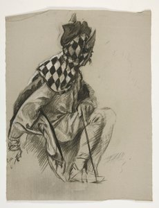 Studie av Jester (oanvänd), för Quest of the Holy Grail (en serie av femton målningar för Boston Public Library, färdigställd 1901) av Edwin Austin Abbey