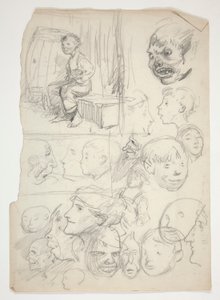 Studie av en pojke, studie av ansikten av Edwin Austin Abbey